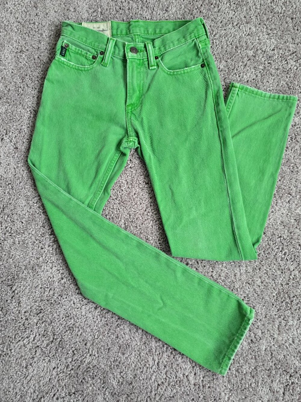 Abercrombie Kids Boys Skinny Jeans A & F Y2K Kidcore Streetwear Size 12 Green